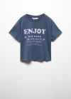Mango Camiseta mensaje abalorios - Azul