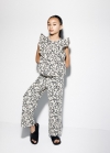 Mango Pantalón lino estampado - Negro