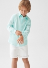 Mango Camisa regular fit lino - Verde agua