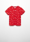 Mango Camiseta estampada algodón - Rojo