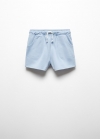 Mango Short algodón cintura elástica - Azul celeste