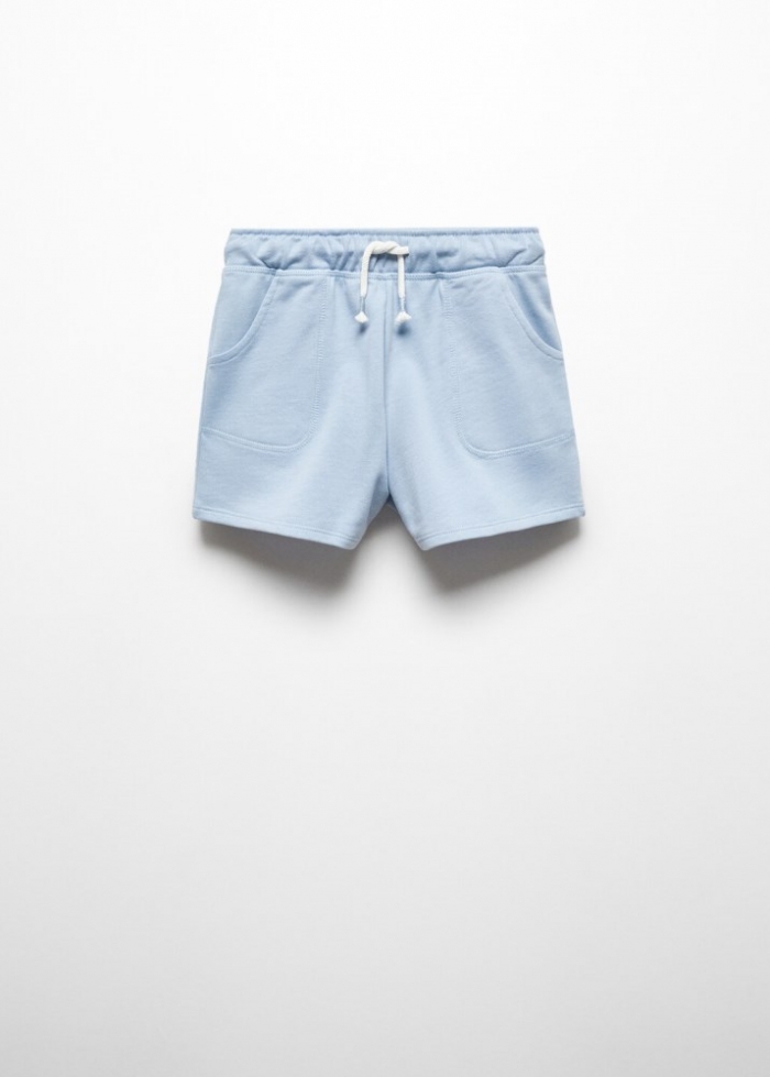 Mango Short algodón cintura elástica - Azul celeste