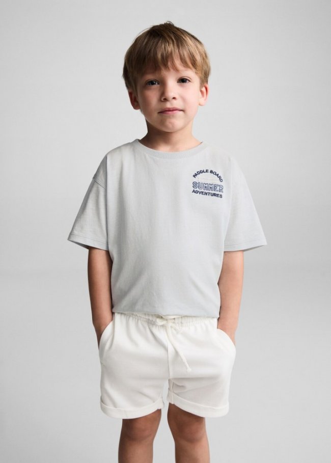 Mango Bermudas algodón cintura elástica - Blanco roto