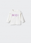 Mango Camiseta manga larga relieve - Blanco roto