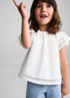 Mango Blusa algodón plumeti - Blanco roto