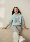 Mango Sudadera algodón estampada - Verde agua