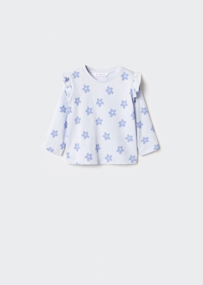 Mango Camiseta detalle volante - Azul marino oscuro