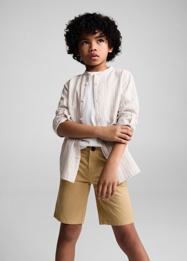 Mango Bermudas slim fit chino algodón - Mostaza