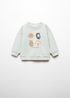 Mango Sudadera dibujo estampado - Verde agua