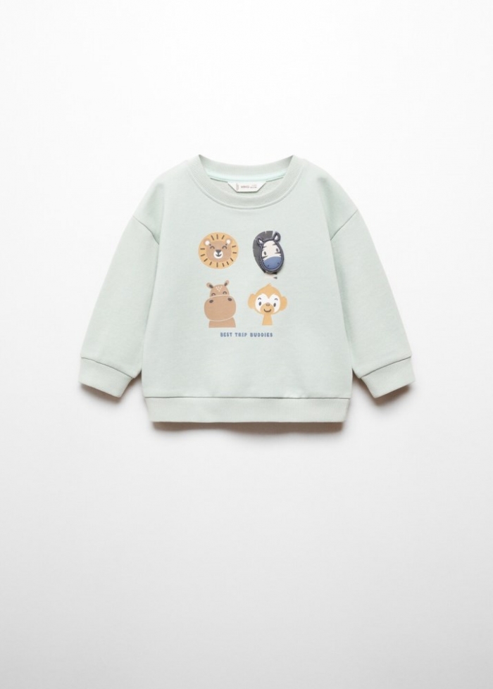 Mango Sudadera dibujo estampado - Verde agua