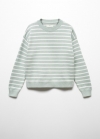 Mango Jersey rayas algodón - Verde agua