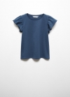 Mango Camiseta volantes manga corta - Azul marino oscuro