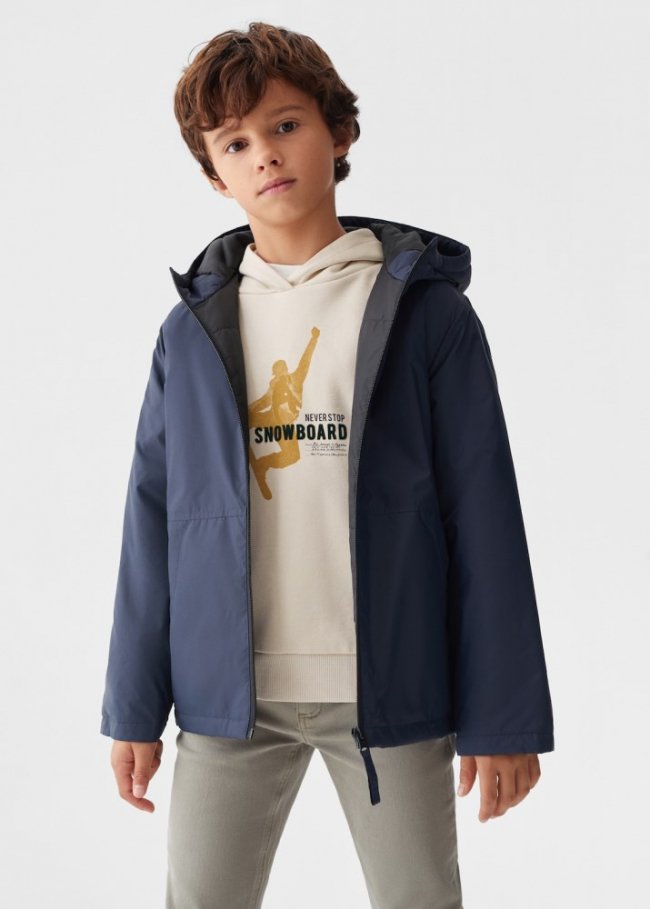 Mango Anorak acolchado capucha - Azul marino