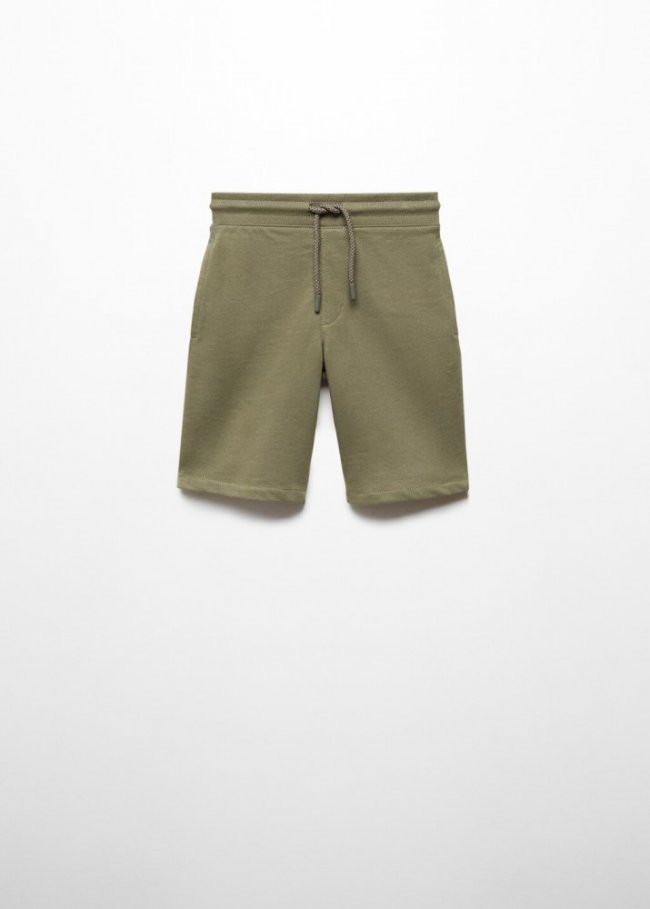 Mango Bermudas algodón cintura elástica - Khaki