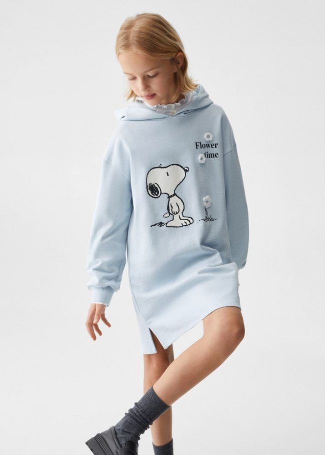 Mango Vestido sudadera Snoopy - Azul celeste