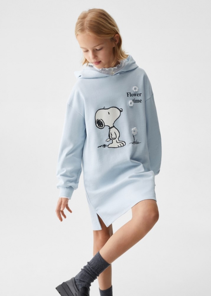 Mango Vestido sudadera Snoopy - Azul celeste