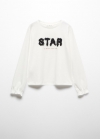 Mango Camiseta manga larga mensaje - Blanco roto