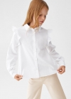 Mango Camisa algodón volantes - Blanco