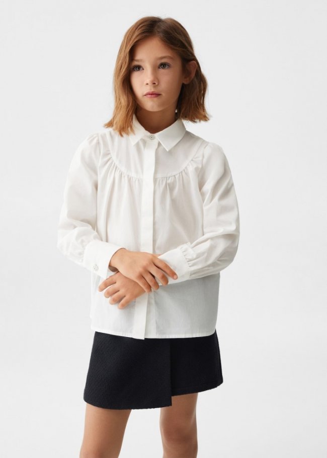 Mango Camisa botón cuello - Blanco roto
