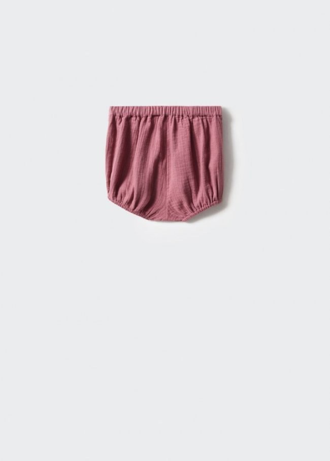 Mango Short algodón cintura elástica - Burdeos