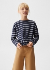 Mango Camiseta rayas nudo - Azul marino oscuro