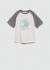 Mango Camiseta bicolor estampada - Gris medio vigoré