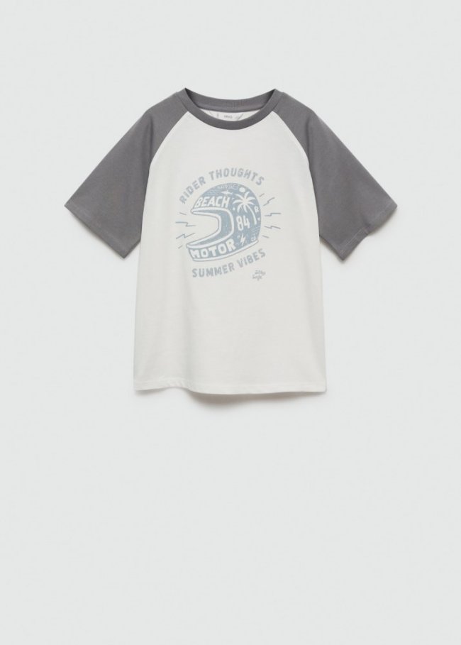 Mango Camiseta bicolor estampada - Gris medio vigoré