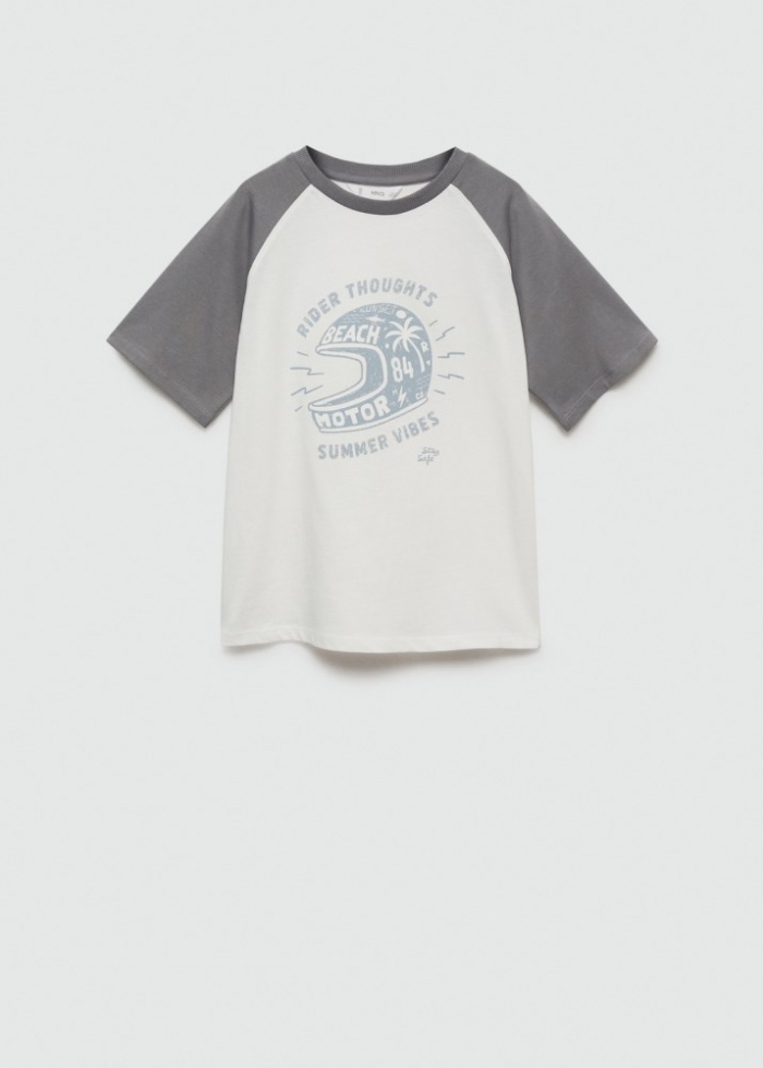 Mango Camiseta bicolor estampada - Gris medio vigoré