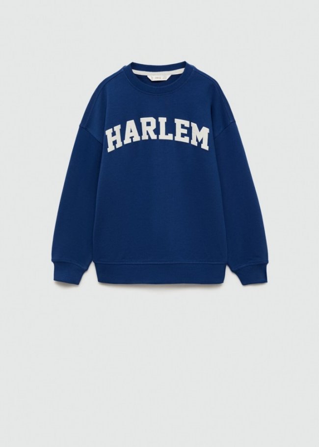 Mango Sudadera algodón estampada - Azul tinta