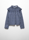Mango Camiseta volante estampado floral - Azul marino