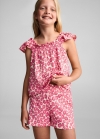 Mango Short estampado floral - Fucsia