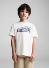 Mango Camiseta estampada algodón - Blanco roto