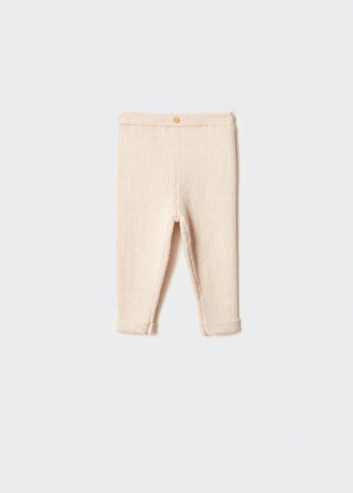 Mango Pantalón punto algodón - Arena