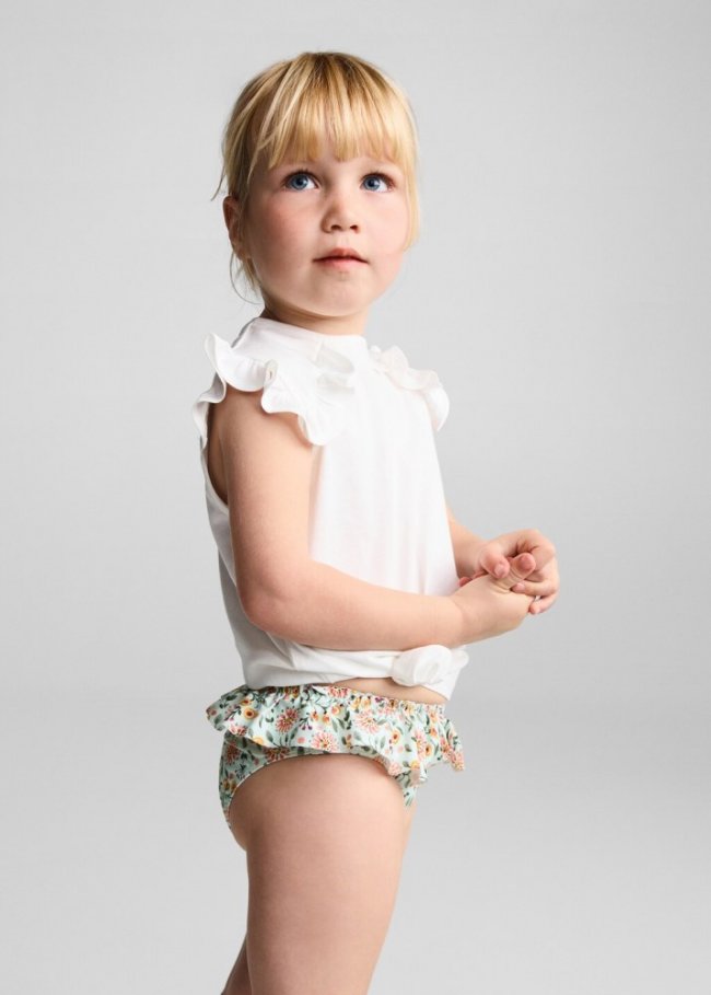 Mango Braguita bikini floral volante - Verde pastel