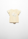 Mango Camiseta estampada volantes - Amarillo