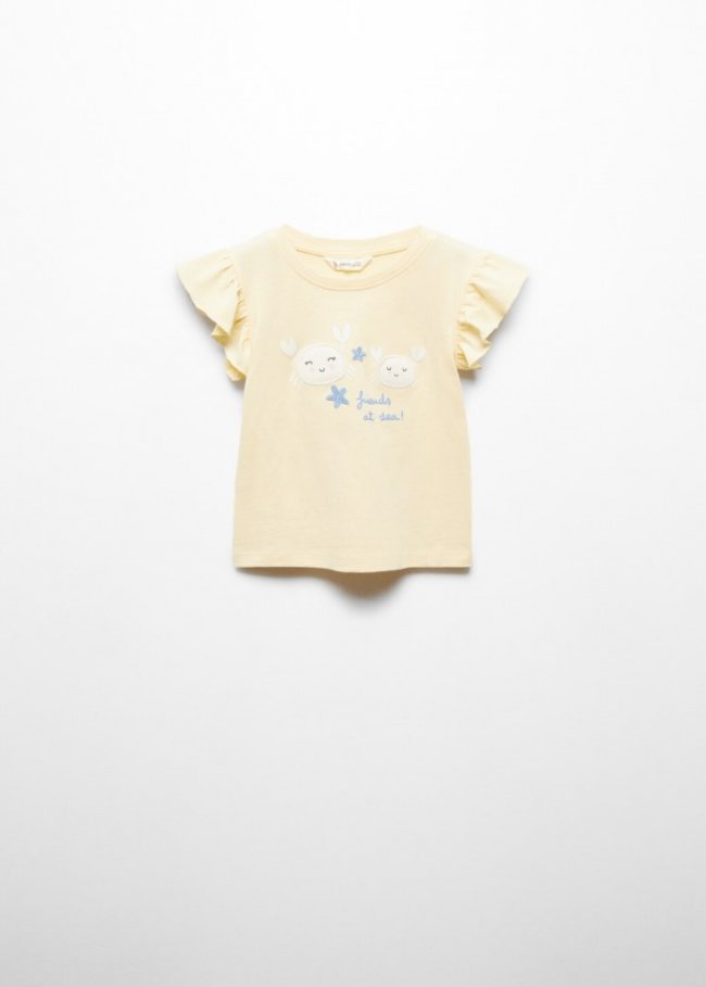 Mango Camiseta estampada volantes - Amarillo