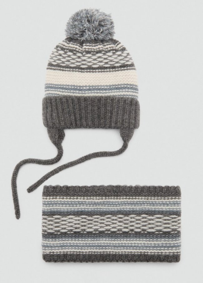 Mango Bufanda punto bicolor - Gris