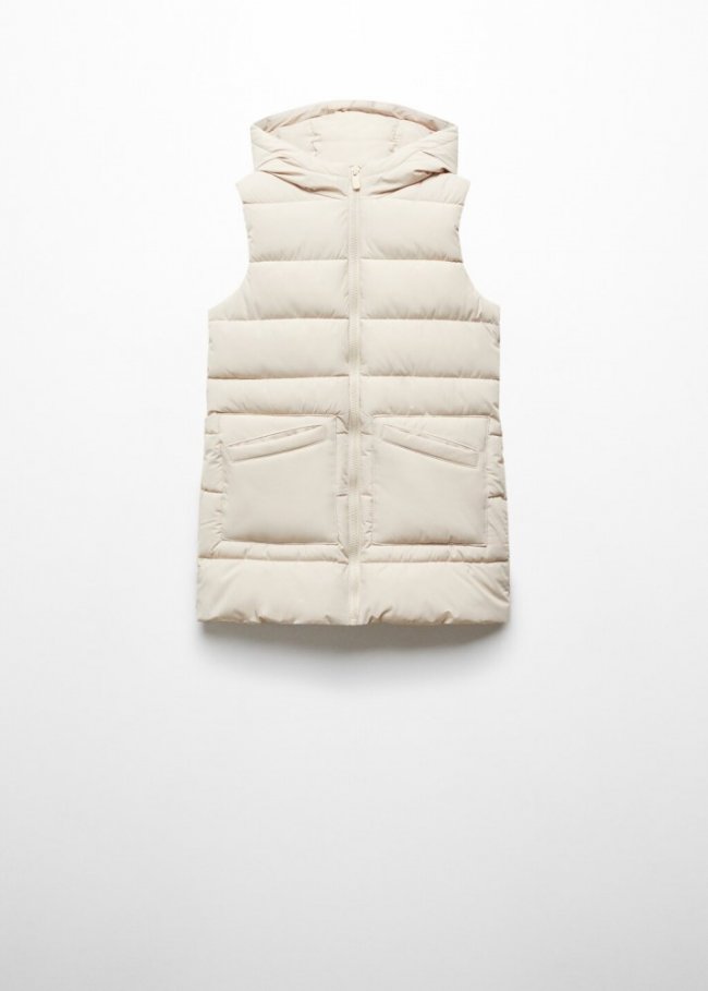 Mango Chaleco acolchado capucha - Beige