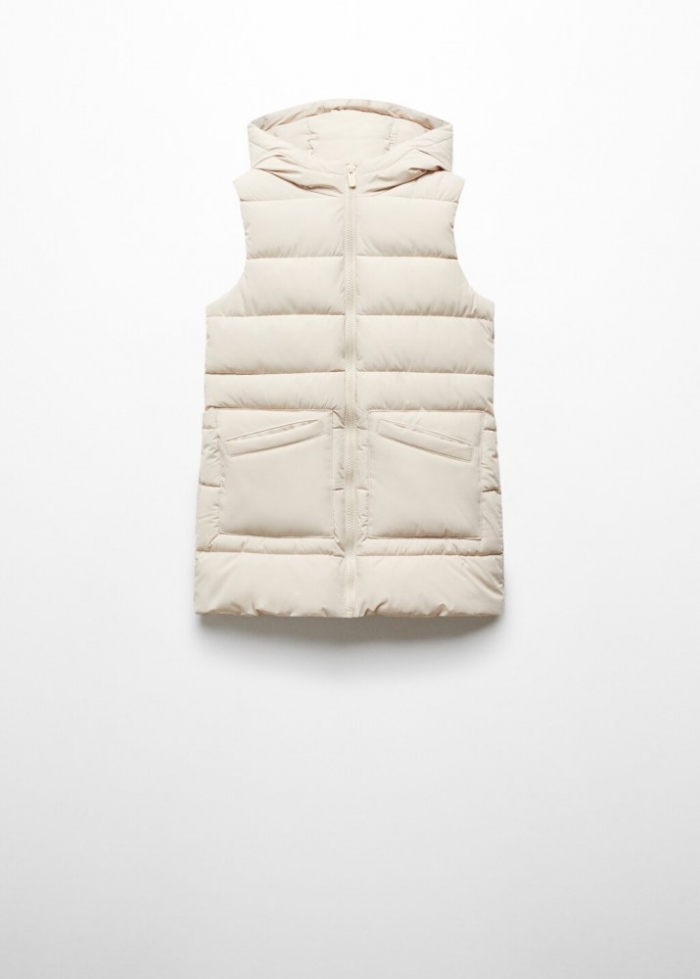 Mango Chaleco acolchado capucha - Beige
