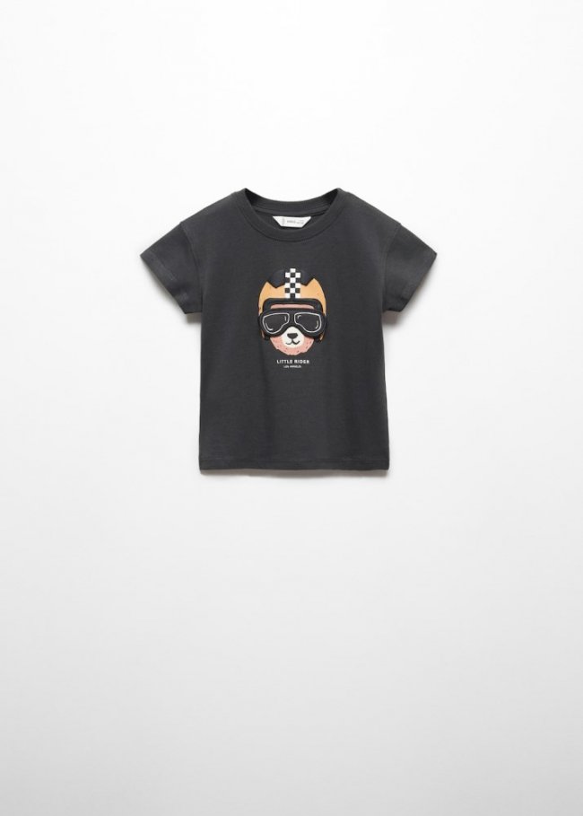 Mango Camiseta dibujo estampado - Gris antracita