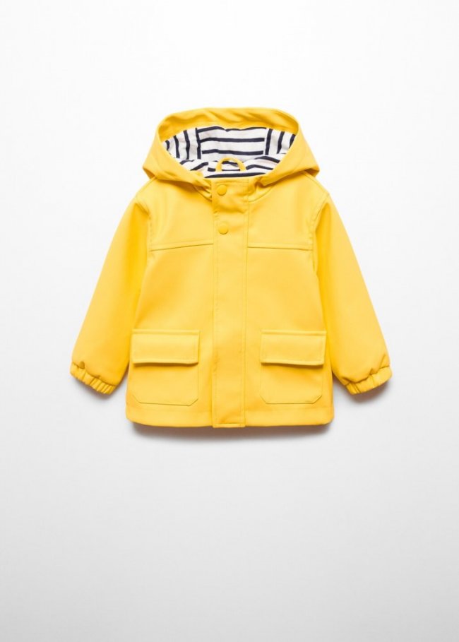 Mango Parka impermeable capucha - Amarillo