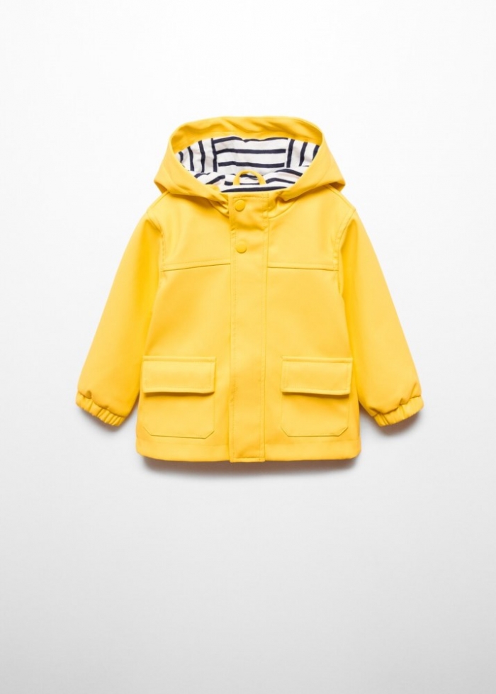 Mango Parka impermeable capucha - Amarillo