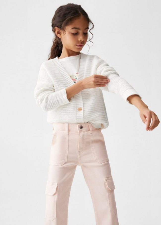 Mango Jeans cargo bolsillos - Rosa pastel