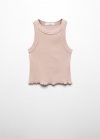 Mango Camiseta tirantes canalé - Rosa