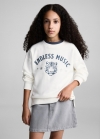 Mango Sudadera algodón estampada - Blanco roto