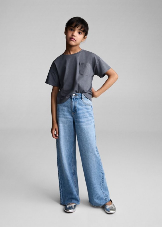 Mango Camiseta algodón bolsillo - Azul petróleo