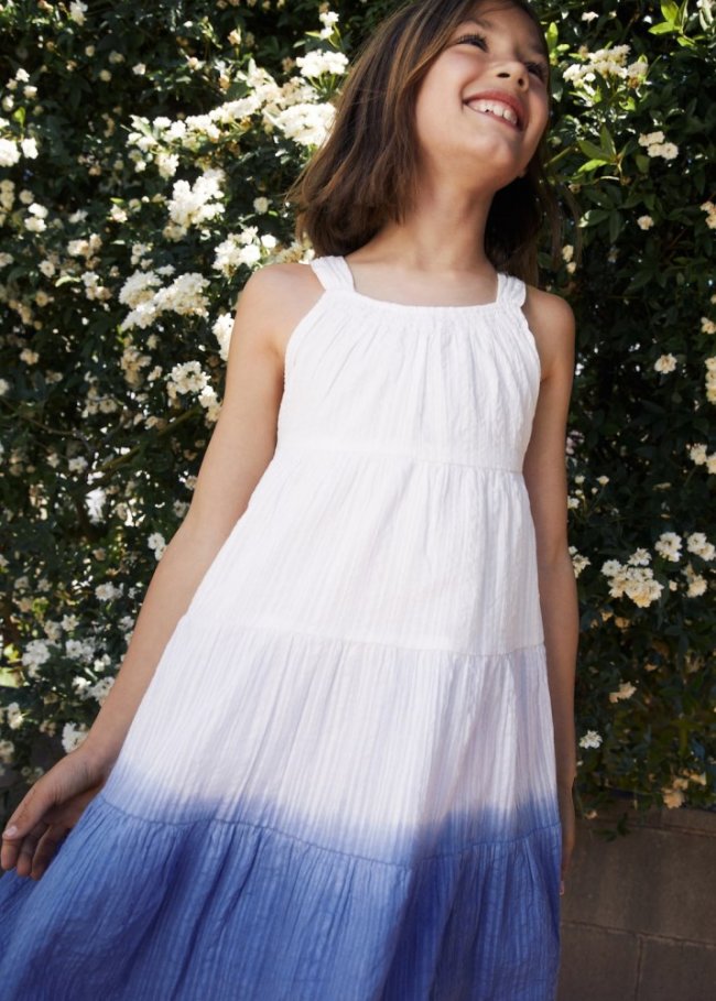 Mango Vestido estampado tie dye - Azul