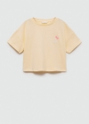 Mango Camiseta estampada algodón - Amarillo