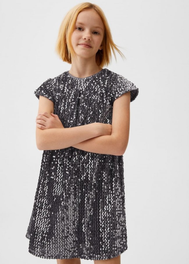 Mango Vestido lentejuelas - Gris