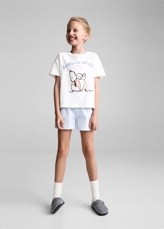 Mango Pijama corto Snoopy - Azul celeste
